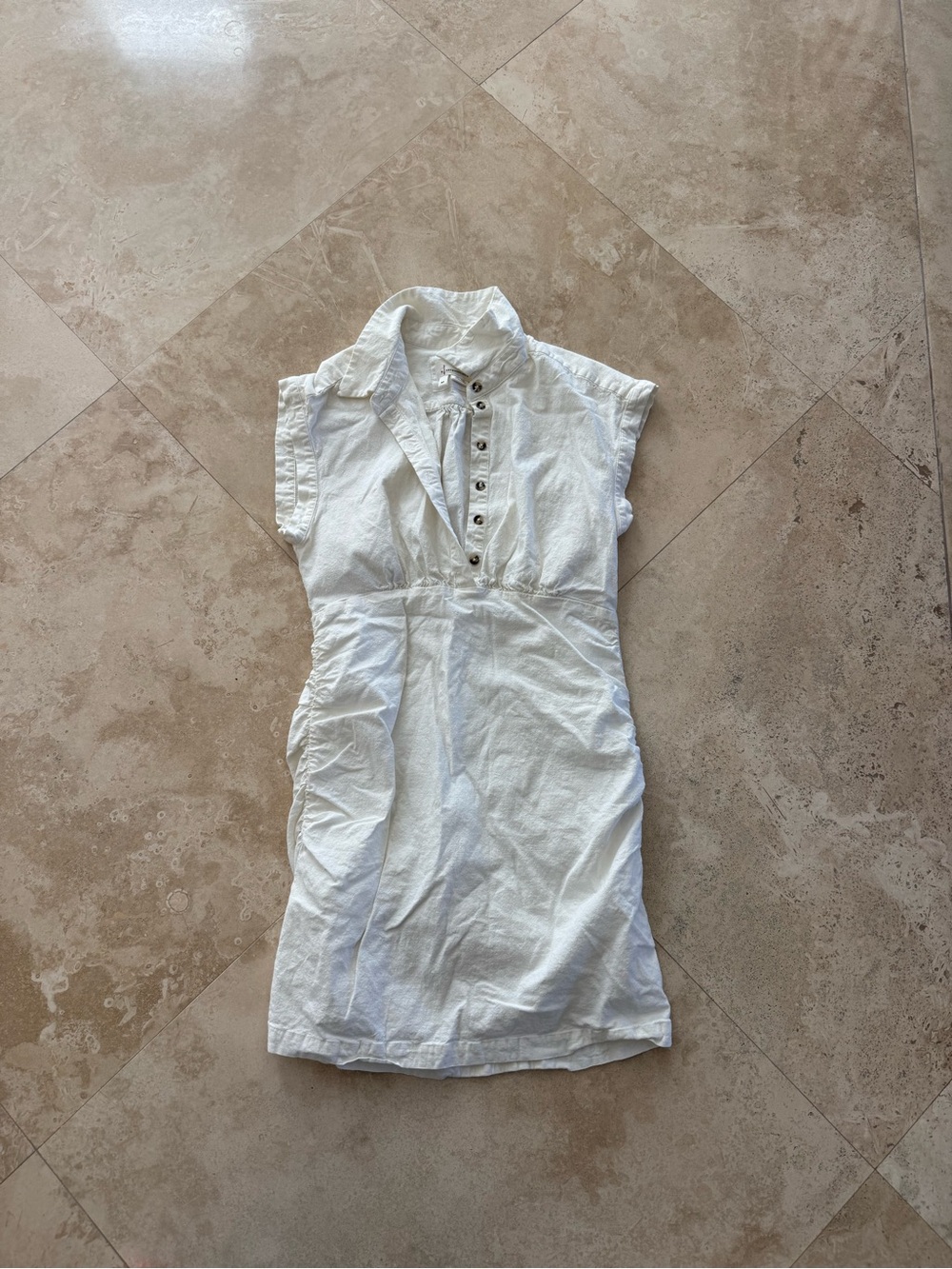 Anthropologie White Button-Front Collared Dress
